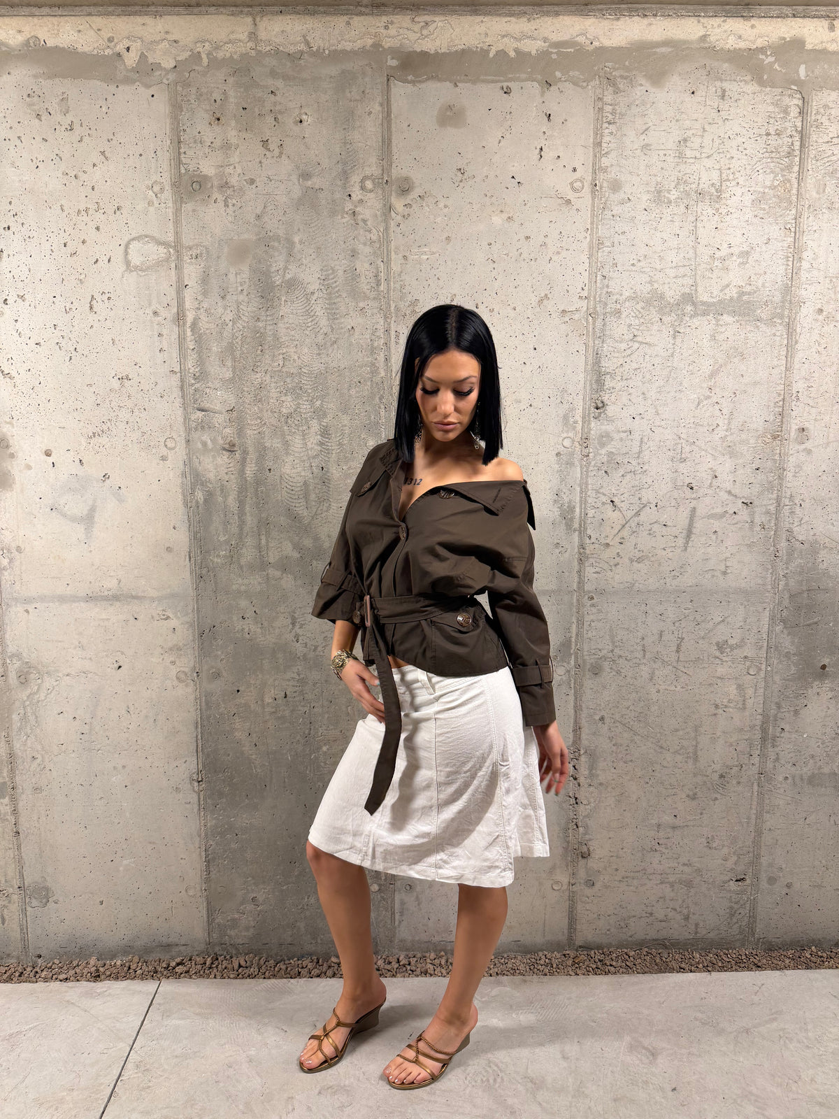 Falda midi blanca