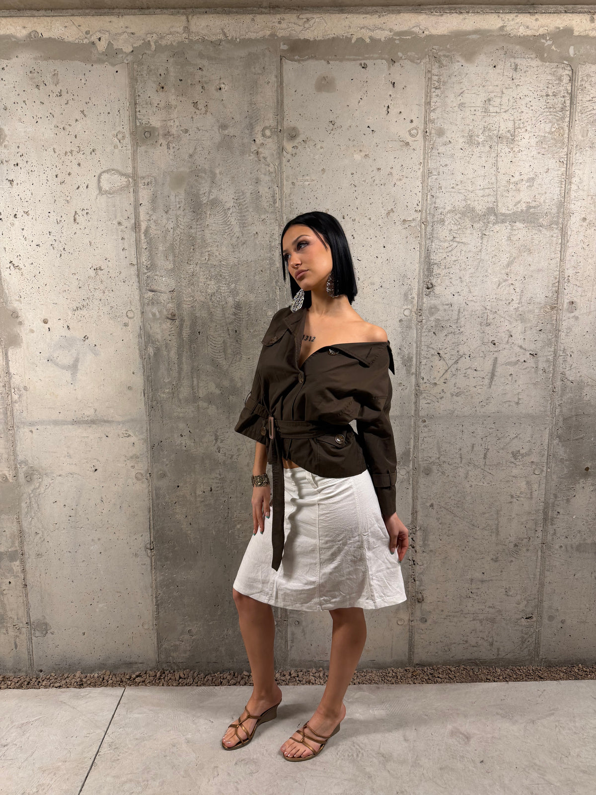 Falda midi blanca
